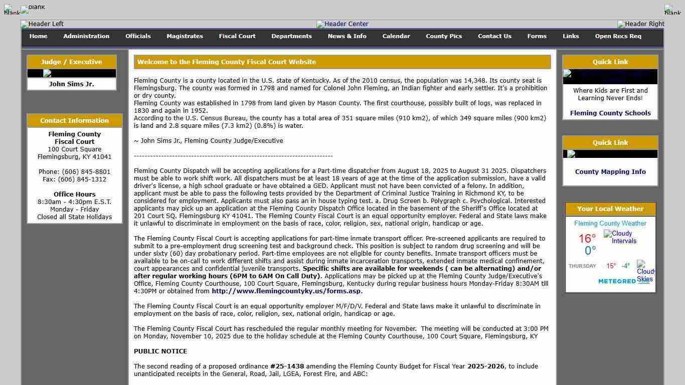Fleming County Fiscal Court Website